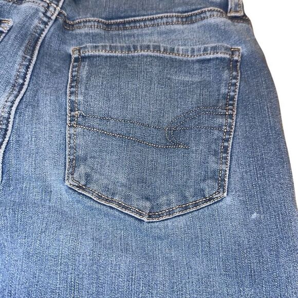 American Eagle Jegging Super Stretch Sz 2 LONG Length Med Dark Wash Denim Jeans - Picture 7 of 9